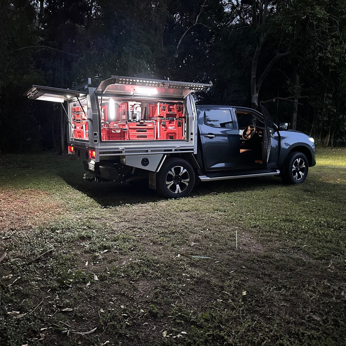 Whole truck cap lit up at night